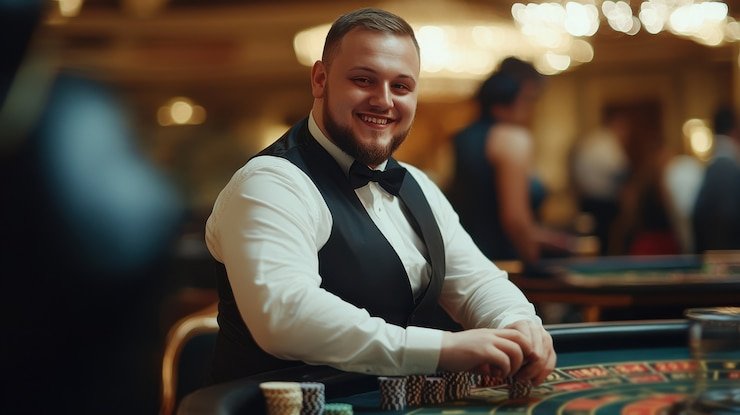 Close-up of baccarat card dealing on qqkini live studio